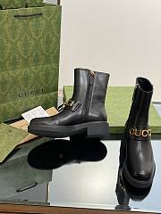 Fortok Gucci Logo Letter Gold Buckle Short Boots Black - 5