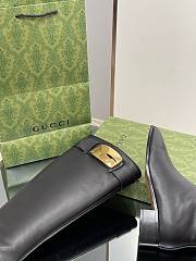Fortok Gucci Black Carol Embellished Leather Knee Boots - 2