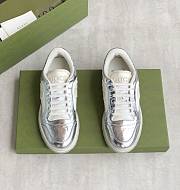 Fortok Gucci Mac80 Leather Silver-tone Sneakers - 1