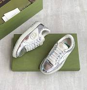 Fortok Gucci Mac80 Leather Silver-tone Sneakers - 3