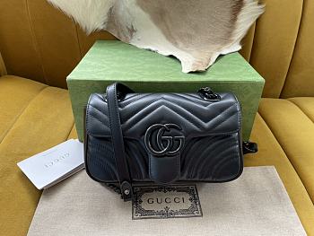 Fortok Gucci Black Marmont Chain Shoulder Bag Black Buckle 22x13x6cm