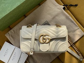 Fortok Gucci White Marmont Chain Shoulder Bag Gold Buckle 22x13x6cm