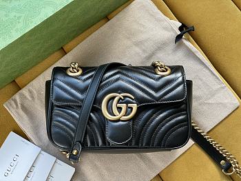 Fortok Gucci Black Marmont Chain Shoulder Bag Gold Buckle 22x13x6cm