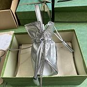 Fortok Gucci Blondie Mini Silver-toned Leather Bucket Bag 19x15x8cm - 6
