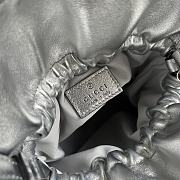 Fortok Gucci Blondie Mini Silver-toned Leather Bucket Bag 19x15x8cm - 2