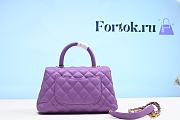 Fortok Chanel Coco Grained Leather Bag Purple 24cm - 4