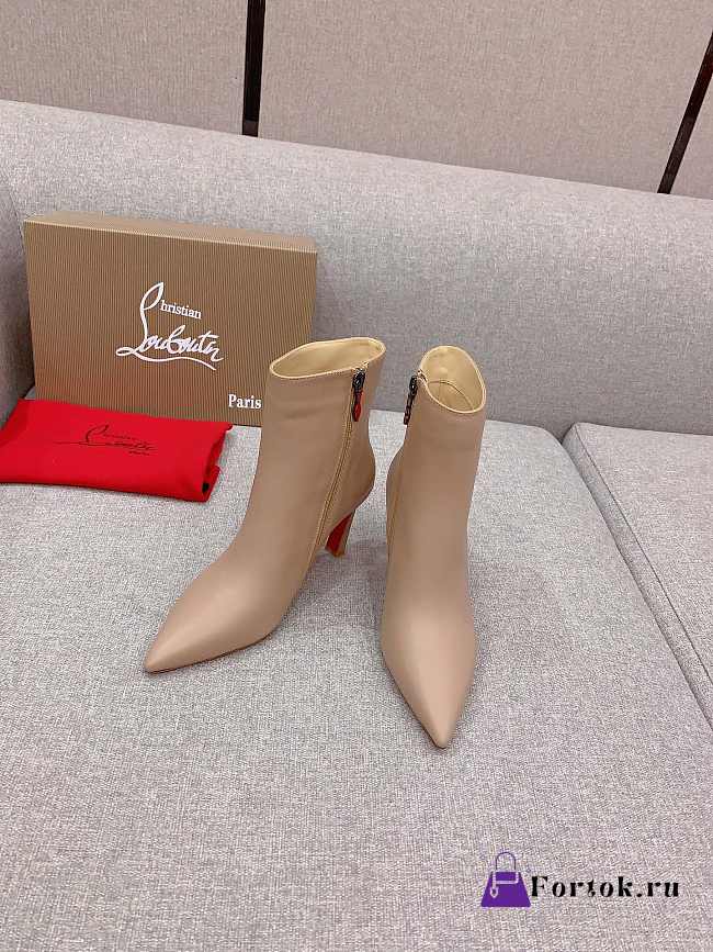 Fortok Christian Louboutin High-heeled Short Boots Beige - 1