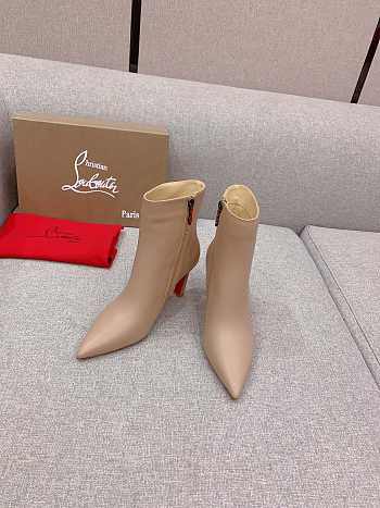 Fortok Christian Louboutin High-heeled Short Boots Beige