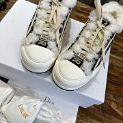Fortok Dior Platform Deep Blue Oblique Embroidered Cotton and White Shearling Sneakers - 6
