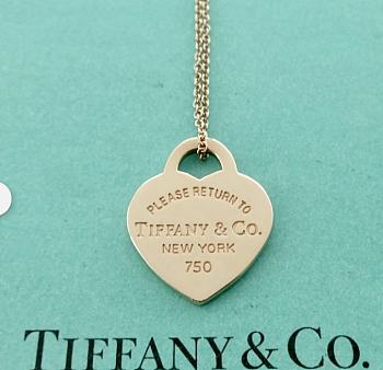 Fortok Tiffany & Co Heart Pendant Charm Gold Necklace