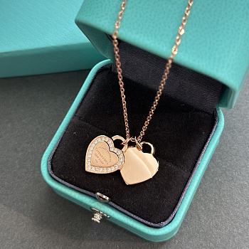 Fortok Tiffany & Co New Double Heart Diamond Necklace