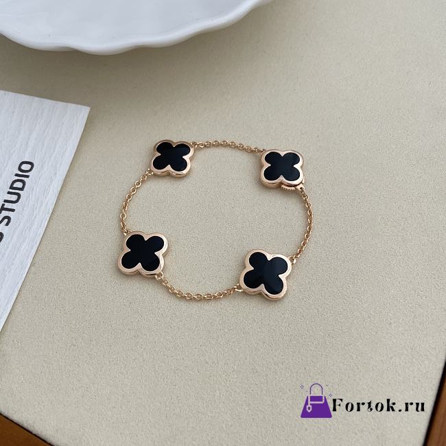 Fortok Van Cleef & Arpels Alhambra Bracelet 4 Black Motifs - 1