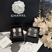 Fortok Chanel Black/White Patterned White Diamond Double C Earrings - 1
