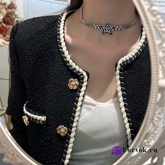Fortok Chanel Silver Black Five-pointed Star Diamond Choker - 1