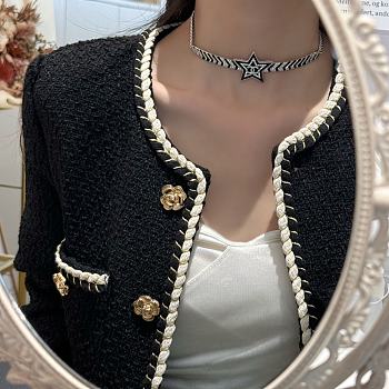 Fortok Chanel Silver Black Five-pointed Star Diamond Choker