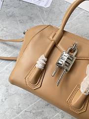 Fortok Givenchy Mini Antigona Lock Leather Bag Brown 23x27x13cm - 5