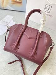 Fortok Givenchy Mini Antigona Lock Leather Bag Burgundy 23x27x13cm - 3