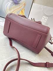 Fortok Givenchy Mini Antigona Lock Leather Bag Burgundy 23x27x13cm - 4