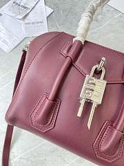 Fortok Givenchy Mini Antigona Lock Leather Bag Burgundy 23x27x13cm - 5