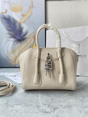 Fortok Givenchy Mini Antigona Lock Leather Bag Beige 23x27x13cm