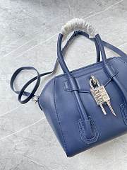 Fortok Givenchy Mini Antigona Lock Leather Bag Dark Blue 23x27x13cm - 6