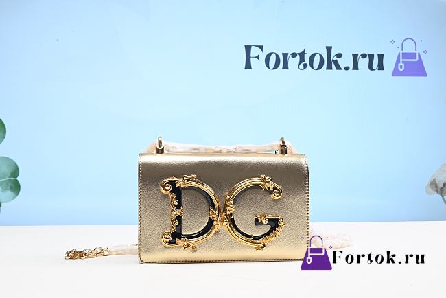 Dolce & Gabbana Nappa DG Girls Bag In Leather Gold 21x14.5x3cm - 1