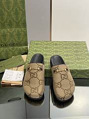 Fortok Gucci Horsebit Camel and Ebony Maxi GG Slides - 1