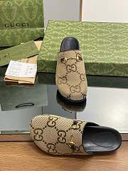 Fortok Gucci Horsebit Camel and Ebony Maxi GG Slides - 4