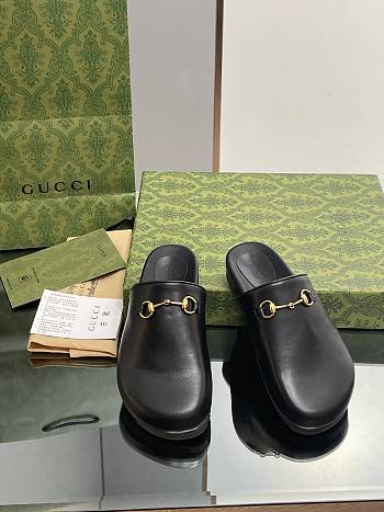 Fortok Gucci Horsebit Slides in Black