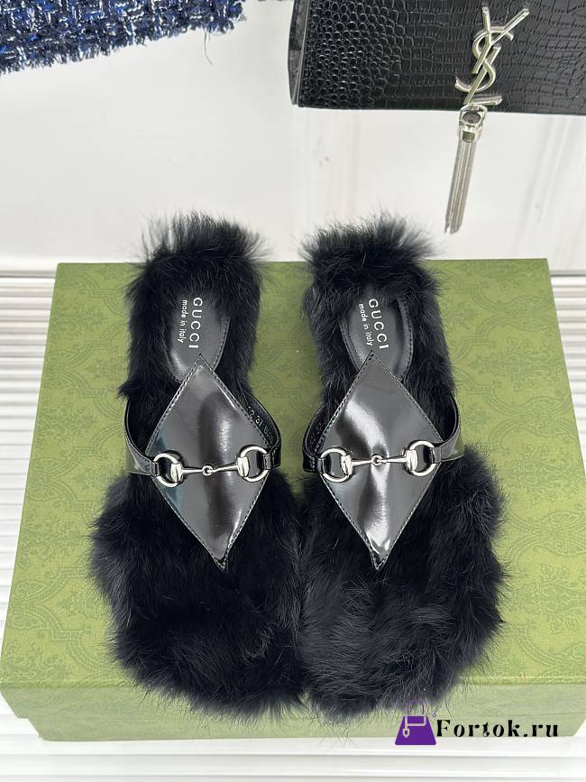Fortok Gucci Black Thong Sandal With Horsebit - 1