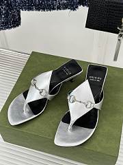 Fortok Gucci Thong Sandal With Horsebit Metallic Silver Leather - 6