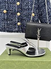 Fortok Gucci Thong Sandal With Horsebit Metallic Silver Leather - 5