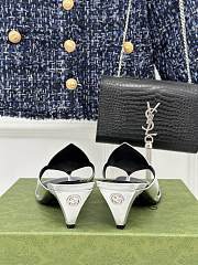 Fortok Gucci Thong Sandal With Horsebit Metallic Silver Leather - 4