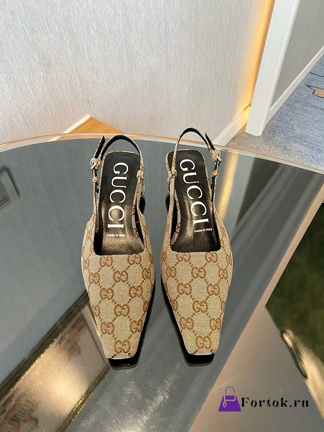 Fortok Gucci GG Slingback Pumps Beige - 1