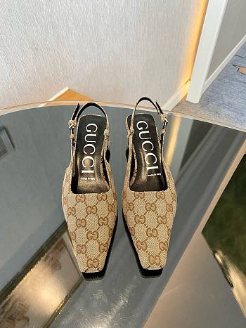 Fortok Gucci GG Slingback Pumps Beige