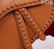 Fortok Dior Brown Leather Saddle Bag 25.5x20x6.5cm - 2