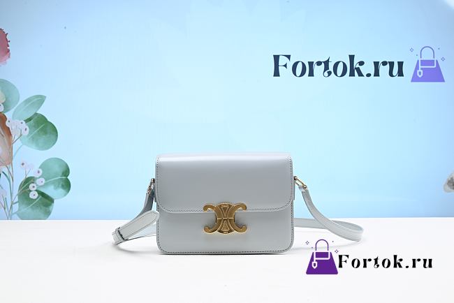 Fortok Celine Triomphe Shoulder Bag Light Blue 19cm - 1