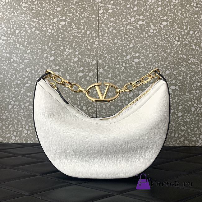 Fortok Valentino Garavani Vlogo Moon Bag White 29x23x11cm - 1