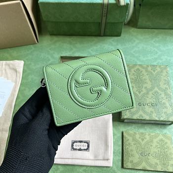 Fortok Gucci Blondie Card Case Wallet Green Leather 760317 11x8.5x3cm