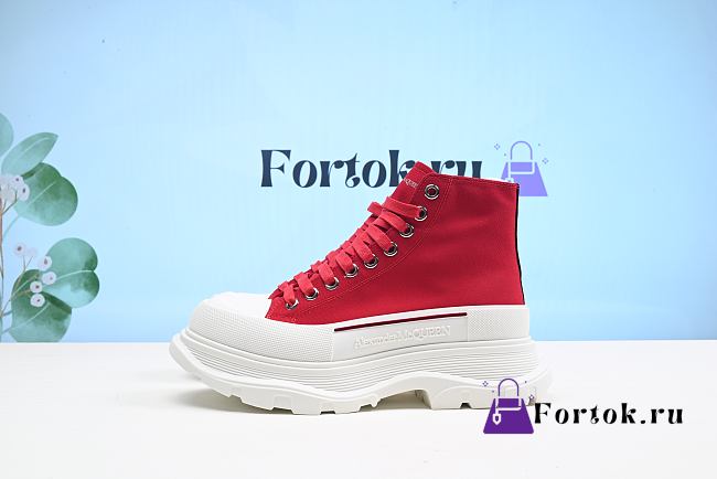 Fortok Alexander McQueen Slick Lace Up Sneakers Red Sneakers - 1