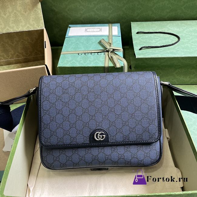 Fortok Gucci Ophidia Medium Messenger Bag Blue 761741 28x22x8cm - 1