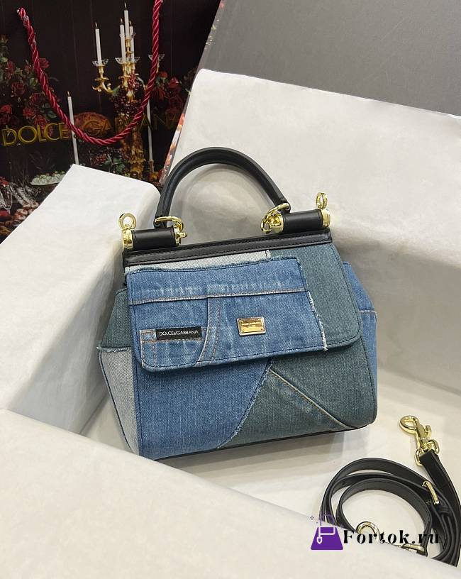 Fortok Dolice & Gabana Sicily Denim Shoulder Bag 20x16x8cm - 1