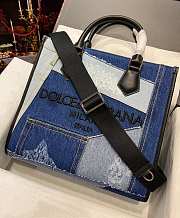 Fortok Dolce & Gabbana Denim Shopper with Embroidered Logo 31x27x15cm - 1
