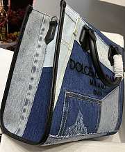 Fortok Dolce & Gabbana Denim Shopper with Embroidered Logo 31x27x15cm - 3