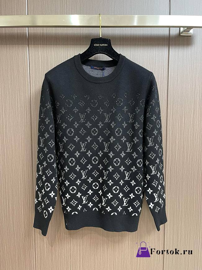 Fortok Louis Vuitton Gradient Crewneck Sweater Black - 1