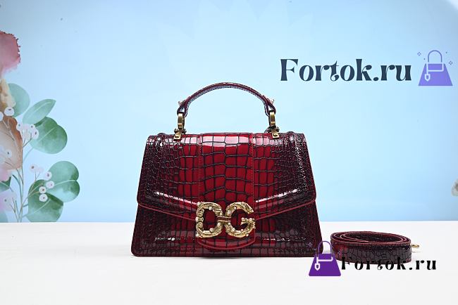 Dolce Gabbana DG Amore Bag In Crocodile Leather Red BB6675 27x8x18cm - 1