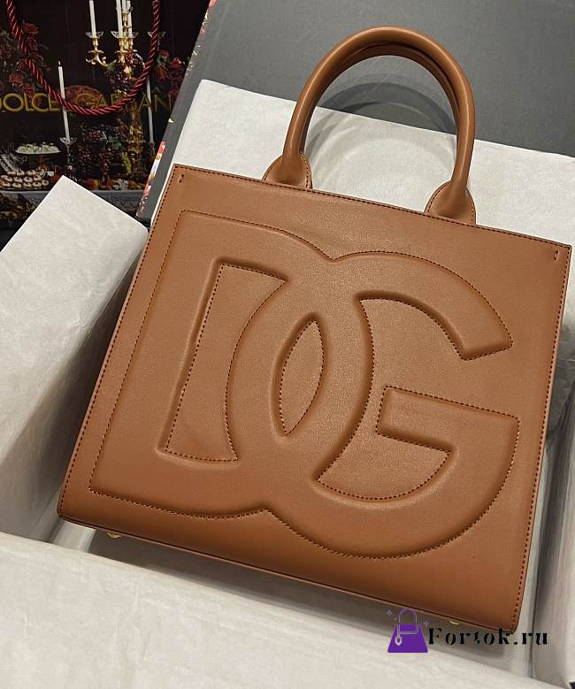 Fortok Dolice & Gabbana Brown DG Embossed Tote Bag 30x26x10cm - 1