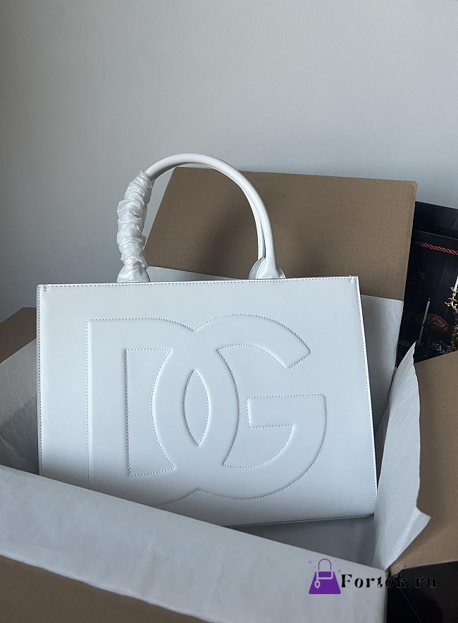 Fortok Dolice & Gabbana White DG Embossed Tote Bag 37×28×11.5cm - 1