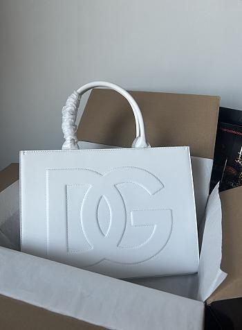 Fortok Dolice & Gabbana White DG Embossed Tote Bag 37×28×11.5cm