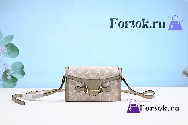 Fortok Gucci Mini Horsebit 1955 Bag Grey/Beige 699296 18x12x5cm - 1